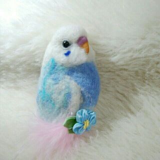 羊毛フェルト ブローチ セキセイインコ 水色の通販 by 羊毛フェルト
