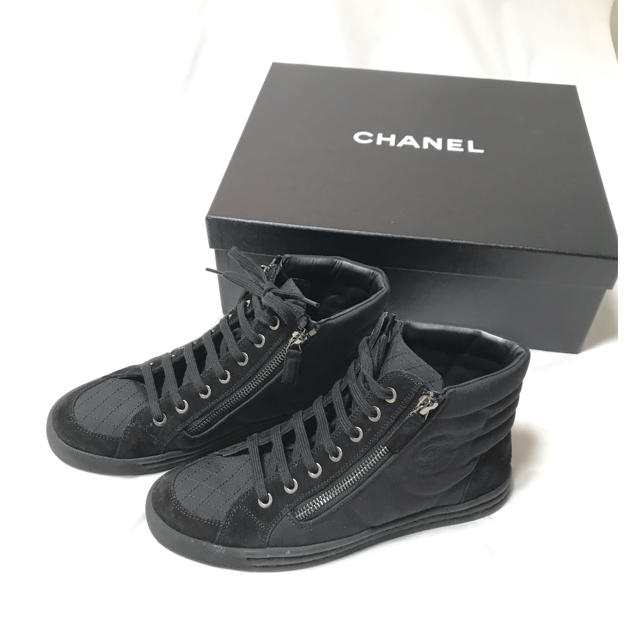 超美品☆CHANEL ココマーク ハイカット スニーカー 37サイズ シャネル
