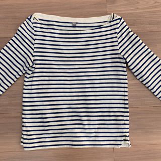 ユニクロ(UNIQLO)のユニクロ☆青ボートネックボーダーカットソーM(カットソー(長袖/七分))