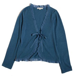 ローラアシュレイ(LAURA ASHLEY)のローラアシュレイ  シルクフリル 前リボンカーディガン(カーディガン)