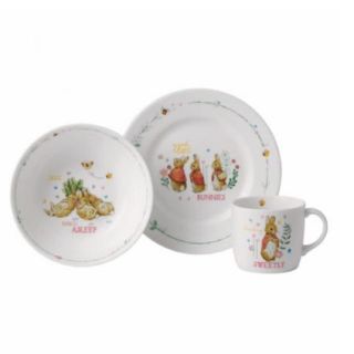 ウェッジウッド(WEDGWOOD)のウェッジウッド ：ピーターラビット 3ピースセット ピンク 【新品・箱入り】(食器)