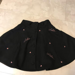 アンクルージュ(Ank Rouge)のハート刺繍♡黒スカート(ひざ丈スカート)