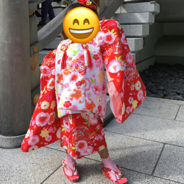  七五三セット 女の子 着物 90〜105くらい 赤 キッズ/ベビー/マタニティのキッズ服女の子用(90cm~)(和服/着物)の商品写真