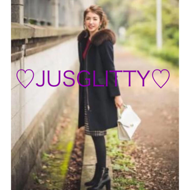 JUSGLITTY(ジャスグリッティー)の✧︎新品✧︎今期♡ジャス♡２WAYフードコート size1 ネイビー レディースのジャケット/アウター(ロングコート)の商品写真