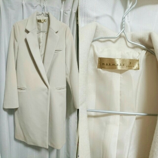 韓国 オフホワイト ウール混紡オフホワイトコート 韓国ファッション(ロングコート)