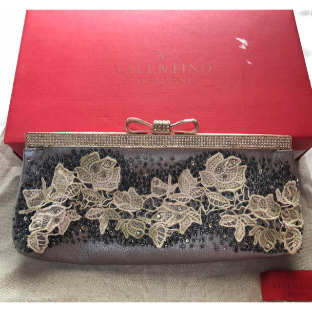 ヴァレンティノ  VALENTINO ビジュー リボン パーティークラッチバッグ