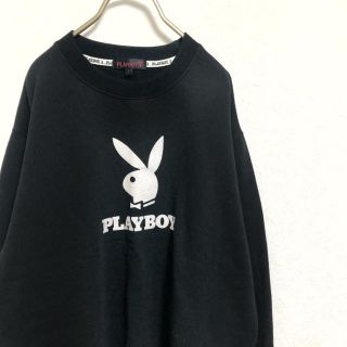 プレイボーイ(PLAYBOY)の【90s】PLAY BOY ロゴ スウェット メンズ L ブラック 古着(スウェット)