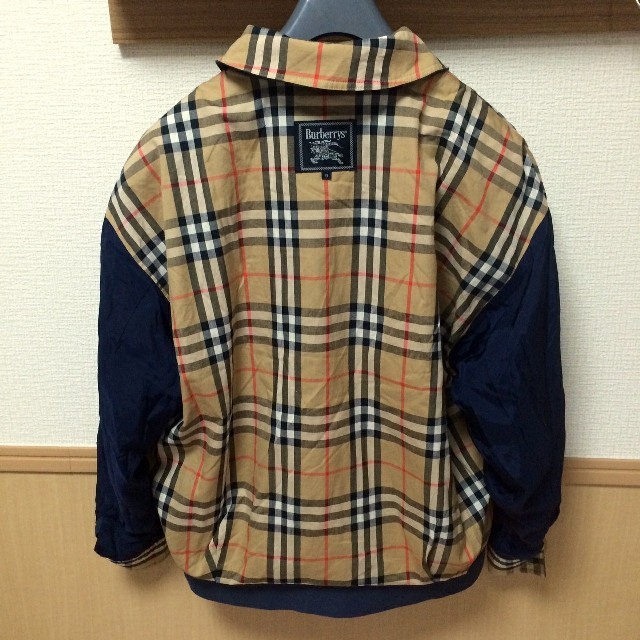 BURBERRY - 90sレア金ボタン ノバチェック スイングトップ ネイビー