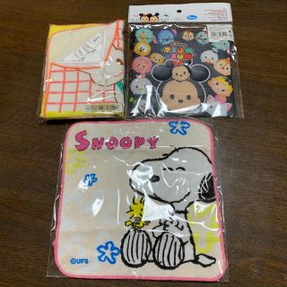 スヌーピー(SNOOPY)のミニタオル ループ付タオル 巾着袋 セット(タオル)