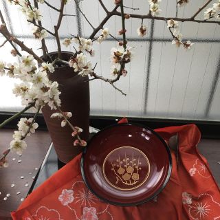 金彩 梅柄菓子鉢(漆芸)