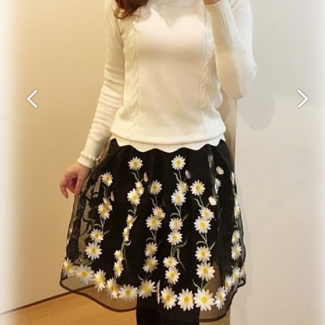 Chesty(チェスティ)のannette マーガレット刺繍チュールスカート レディースのスカート(ひざ丈スカート)の商品写真
