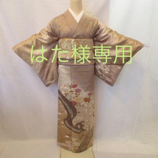 1353ゆったりベージュ豪華訪問着 セット(着物)