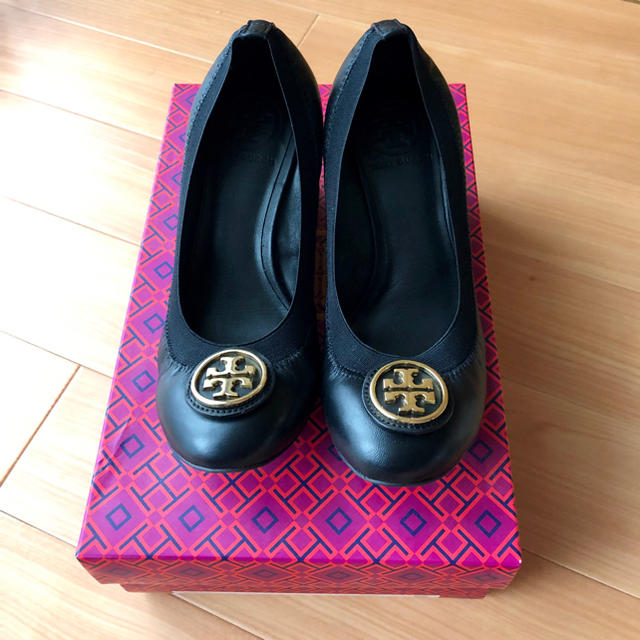 ハワイ購入!トリーバーチウェッジソールパンプス新品6.5ブラック