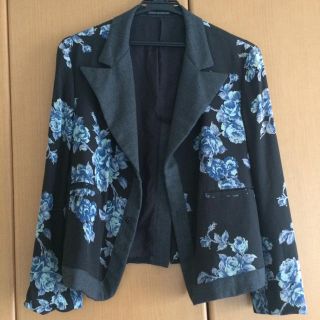 Y‘Sヨウジヤマモト向日葵花柄ベロアジャケット1青YOHJI YAMAMOTO