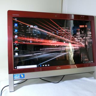 フジツウ(富士通)のFUJITSU ESPRIO ワインレッド 一体型パソコン(デスクトップ型PC)