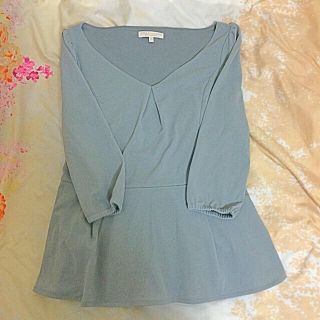 プロポーションボディドレッシング(PROPORTION BODY DRESSING)の後ろプリーツペプラムブラウス ブルー(シャツ/ブラウス(長袖/七分))