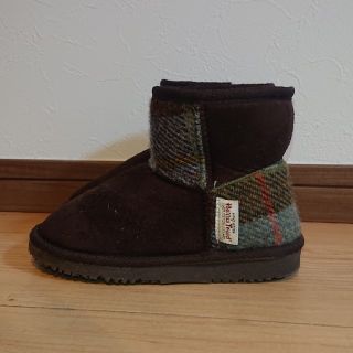 ハリスツイード(Harris Tweed)のムートンブーツ 18cm 茶色(ブーツ)