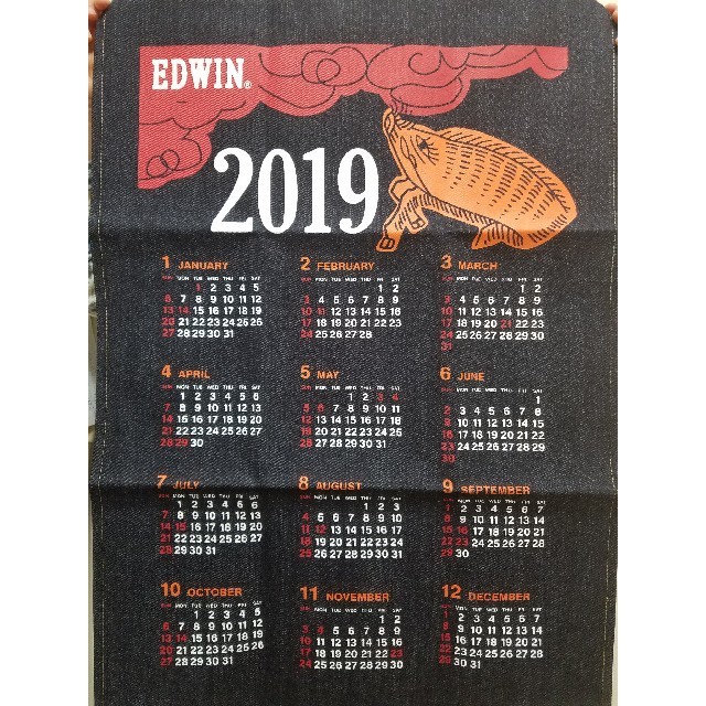 EDWIN(エドウィン)の美品！EDWIN(非売品)2019年デニムカレンダー インテリア/住まい/日用品の文房具(カレンダー/スケジュール)の商品写真