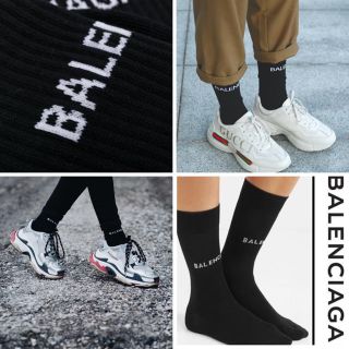 バレンシアガ(Balenciaga)のバレンシアガ オンライン購入 ソックス ロゴ 新品未使用(ソックス)