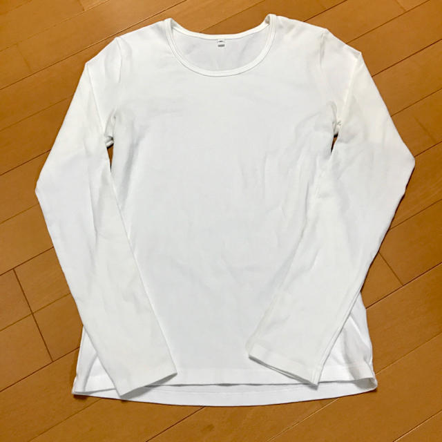 MUJI (無印良品)(ムジルシリョウヒン)の無印良品 クルーネック ホワイト カットソー レディースのトップス(Tシャツ(長袖/七分))の商品写真