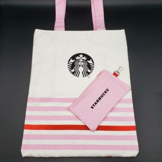 スターバックスコーヒー(Starbucks Coffee)の海外スタバ★タイ限定★ポーチ付き ピンクトートバッグ(トートバッグ)