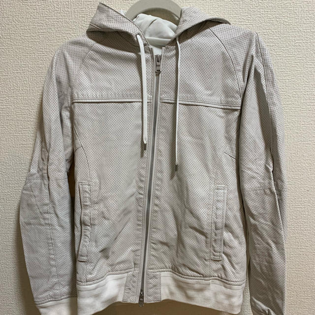 5351 アウター レザー パーカー 美品 メンズ 白 - レザージャケット