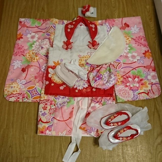 ３歳 七五三 女の子着物セット キッズ/ベビー/マタニティのキッズ服女の子用(90cm~)(和服/着物)の商品写真