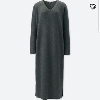 ユニクロ(UNIQLO)のユニクロ　リブVネックニットワンピース(ひざ丈ワンピース)