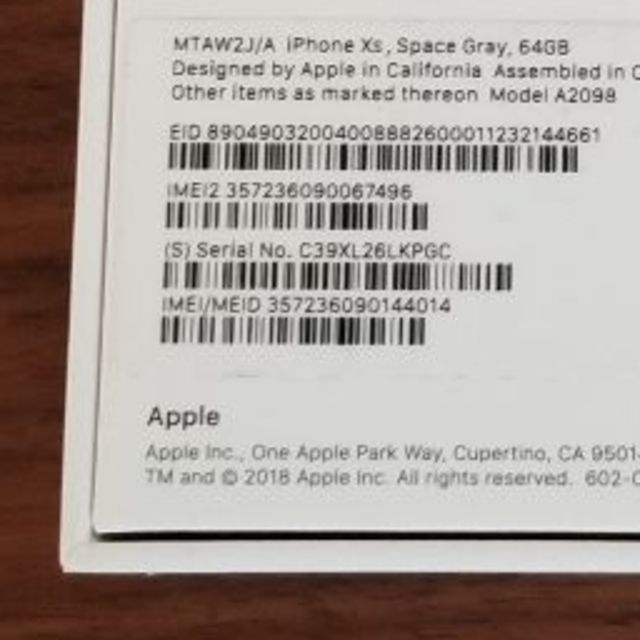 【新品未使用】iPhoneXS 64GB SpaceGray simロック解除済