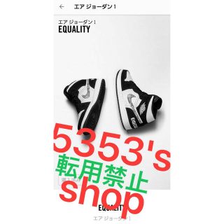 ナイキ(NIKE)のエアジョーダン equality jordan 1 26.5 26.5cm(スニーカー)