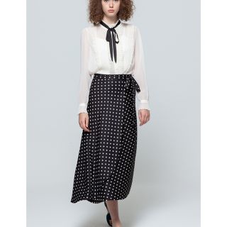 ダブルスタンダードクロージング(DOUBLE STANDARD CLOTHING)のダブスタ ダブルスタンダードクロージング ドットサテンプリントスカート(ロングスカート)