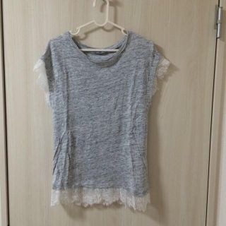 ザラ(ZARA)のZARA 春夏 裾レース Tシャツ M(Tシャツ(半袖/袖なし))