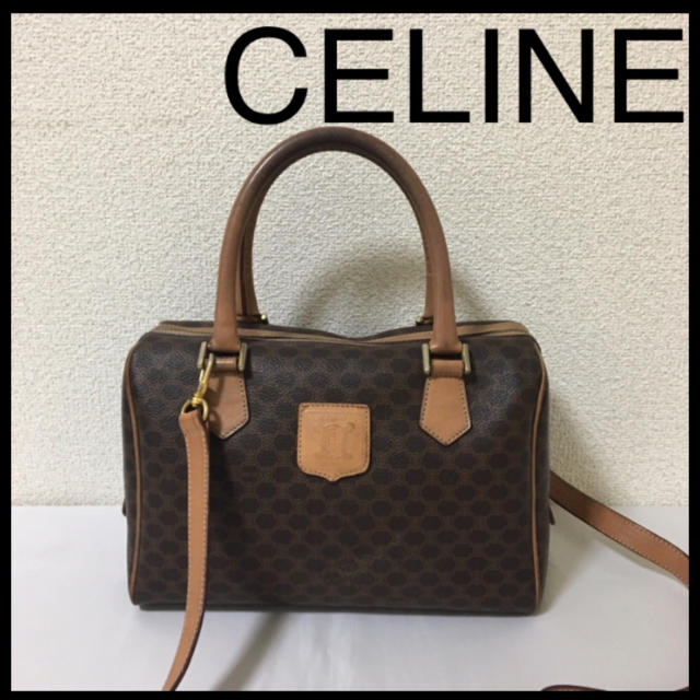 CELINE オールドセリーヌ 2way マカダム ミニボストン ショルダー-