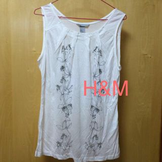 エイチアンドエム(H&M)のH&M ノースリーブ ビーズ付き 花柄(Tシャツ(半袖/袖なし))