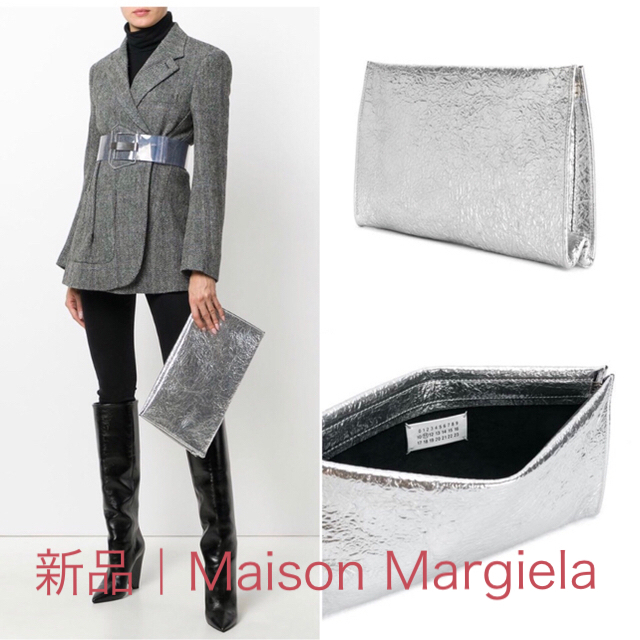 カーフレザー100%ライニング新品｜ Maison Margiela マルジェラ メタリック クラッチバッグ