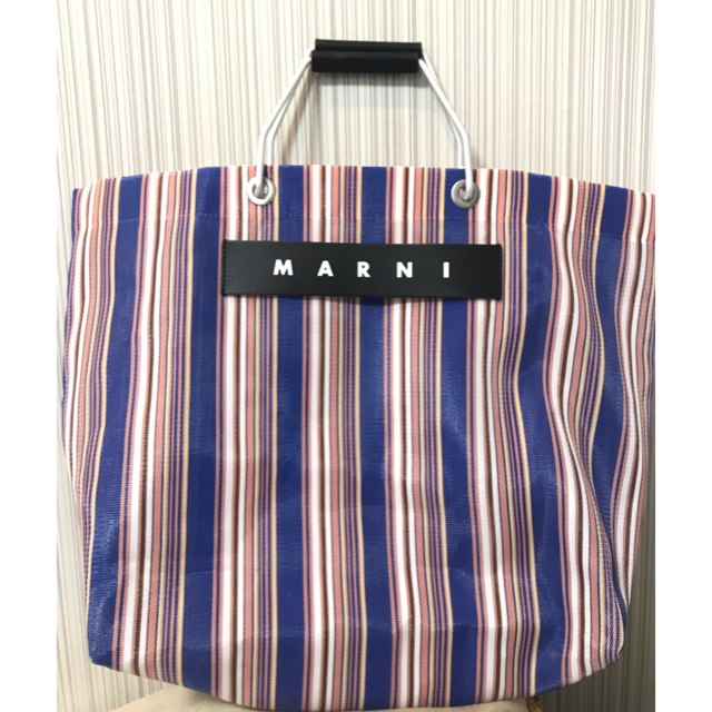 ブルーミックス❣️MARNI マルニフラワーカフェ ストライプバッグ ...