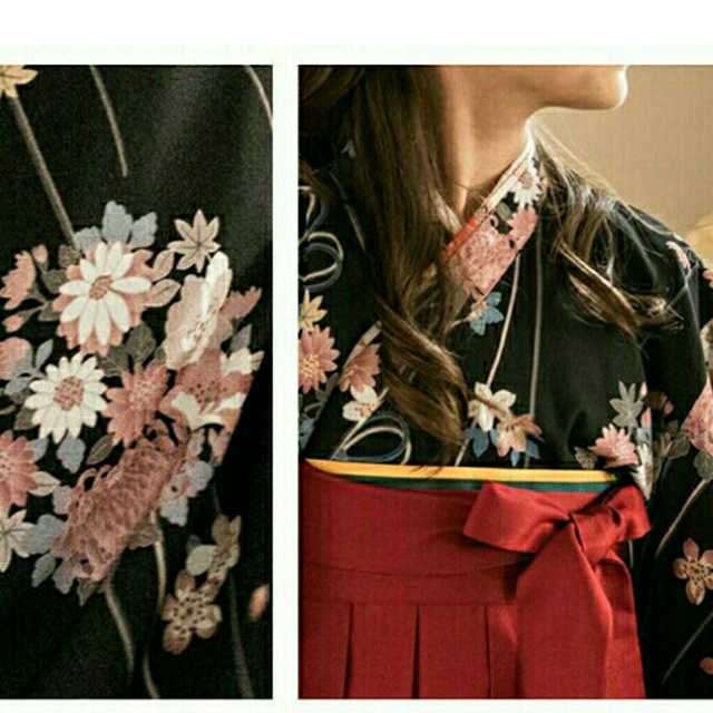 新品 キャサリンコテージ 黒着物×えんじ袴 肌襦袢 刺繍入り半襟付き 新品 キャサリンコテージ 黒着物×えんじ袴 肌襦袢 刺繍入り半襟付き
