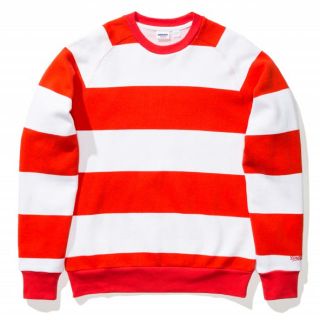 アンディフィーテッド(UNDEFEATED)のUNDEFEATED STRIPED CREWNECK red(スウェット)