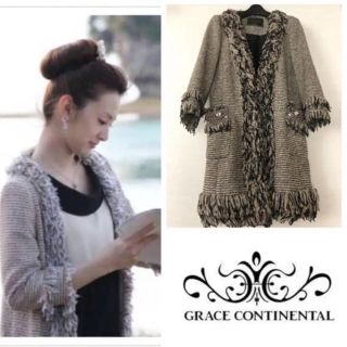 グレースコンチネンタル(GRACE CONTINENTAL)の【極美品】GRACE CONTINENTAL♡ツイードビジュージャケット(ノーカラージャケット)