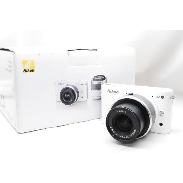 Nikon - ☘極上品☘Wi-Fi&動画☘Nikon J2 ホワイト 可愛い 手ぶれ補正レンズ