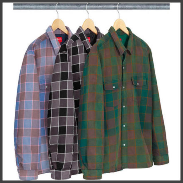 supreme quilted faded plaid shirt M
