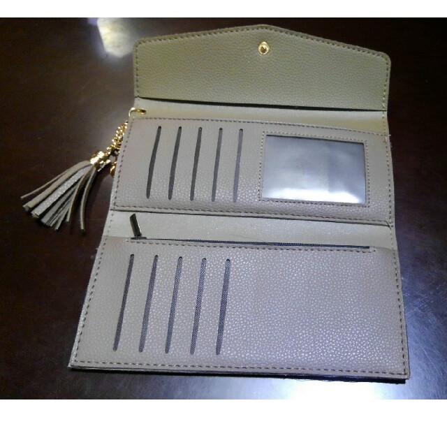 長財布 レディース アースカラー 濃ベージュ アッシュグレー レディースのファッション小物(財布)の商品写真