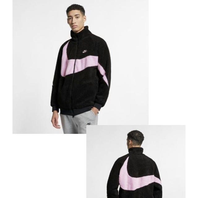 ナイロンジャケットNIKE フルジップ  スウッシュ ボア ボアジャケット 2XL ピンク