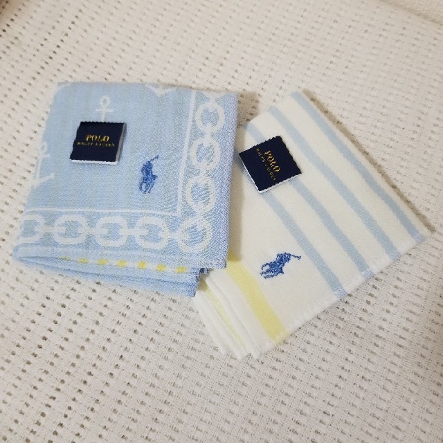 POLO RALPH LAUREN(ポロラルフローレン)のひまゎり様用　POLO ラルフローレン　ボーダーハンカチタオル1枚 レディースのファッション小物(ハンカチ)の商品写真