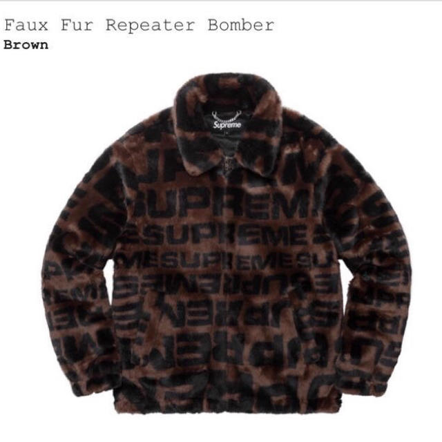 独特の素材 - Supreme supreme ブラウンL bomber repeater fur faux ブルゾン