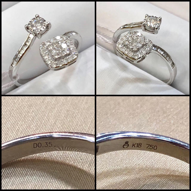 大特価！ 本物 K18WG 天然ダイヤモンド ファッション リング 送料無料 レディースのアクセサリー(リング(指輪))の商品写真