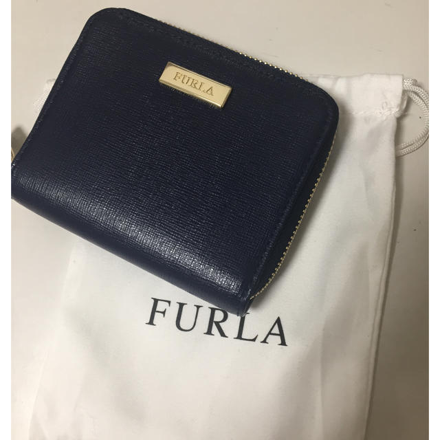 FURLA 二つ折り財布 バビロン ZIP AROUND ネイビー