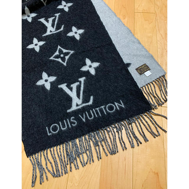 極美品△正規品 LOUIS VUITTON ルイヴィトン 22AW M77950 エシャルプ･モノグラム ジャイアント カシミヤ100％ ショール マフラー ネイビー