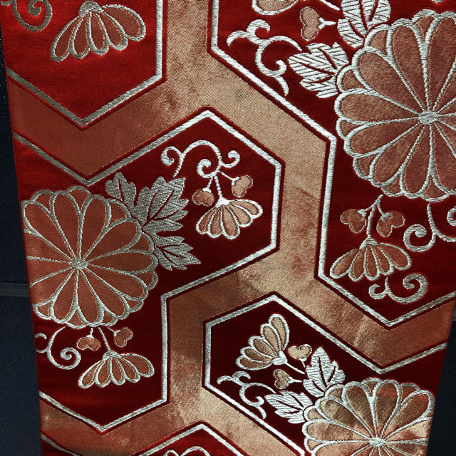 袋帯 正絹 金糸 オレンジ  レディースの水着/浴衣(帯)の商品写真