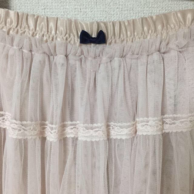 OLIVEdesOLIVE(オリーブデオリーブ)の薄ピンクチュールスカート＊ レディースのスカート(ひざ丈スカート)の商品写真